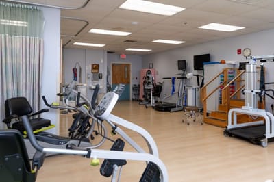 Rehabilitation gym with exercise equipment
