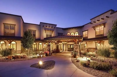 Exterior view of MorningStar Assisted Living at twilight