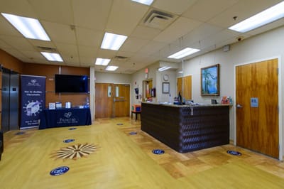 Interior view of the reception area at Palmetto Subacute Care Center