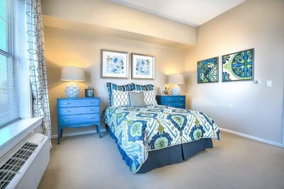 A cozy bedroom setup in a senior living facility