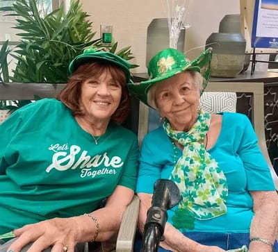 Residents enjoying a themed celebration in the common area