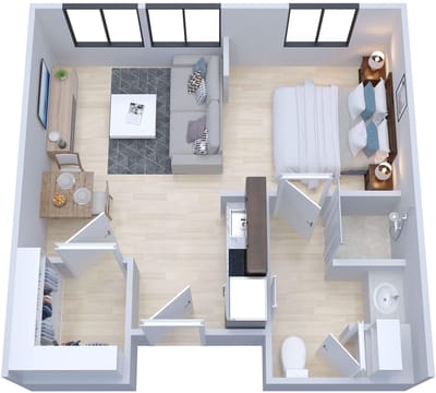 Interior layout of a small resident room