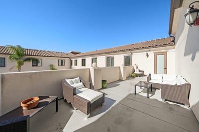 Outdoor seating area with comfortable furniture