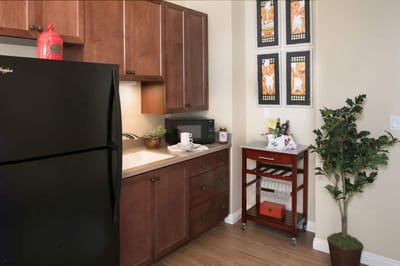 Interior view of a kitchen area in a facility.