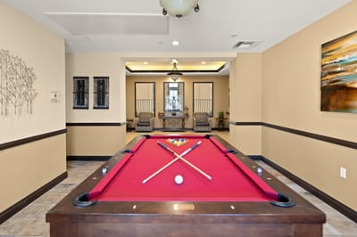 Interior view of a billiard table in a common area