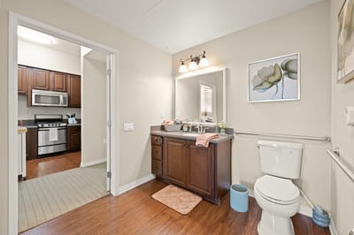 Well-lit interior bathroom with modern fixtures