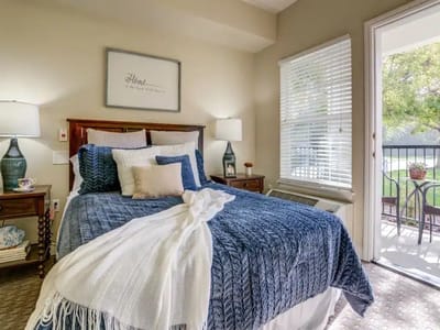 Cozy private resident room with a bed and decor