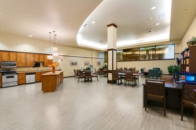 Common area with seating and kitchen facilities