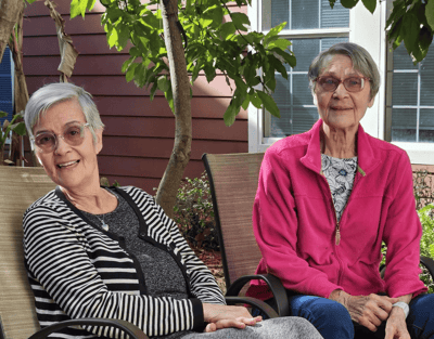 Two women enjoying the outdoors together.