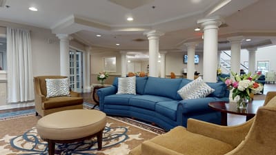 Comfortable seating area in a facility common room