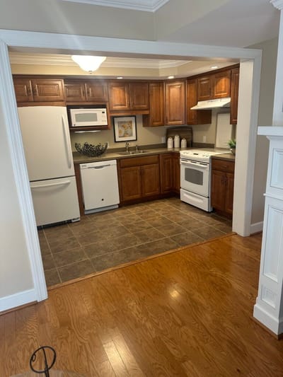 Bright and clean kitchen area in a living unit