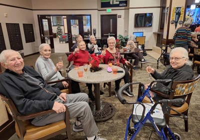 Residents enjoying time together in a common area.