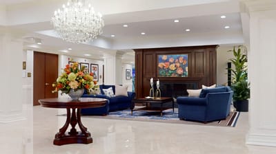 Elegant common area with seating and artwork