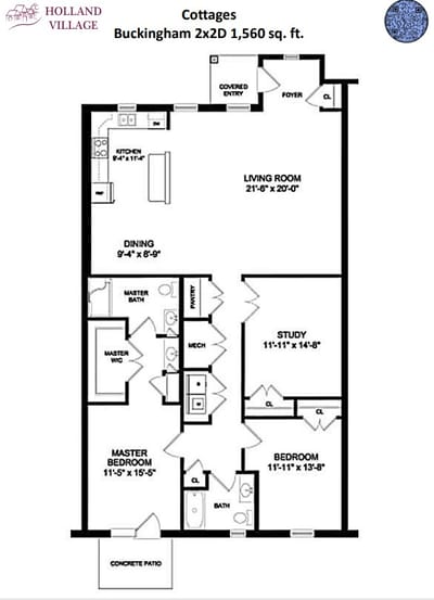 Architectural floor plan of a cottage layout