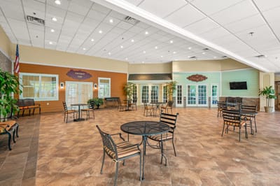 Bright and welcoming common area with seating.