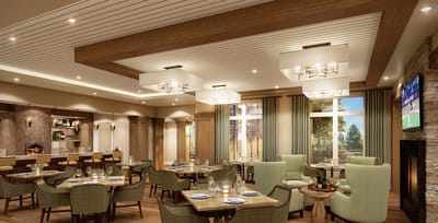 Dining area with tables and seating