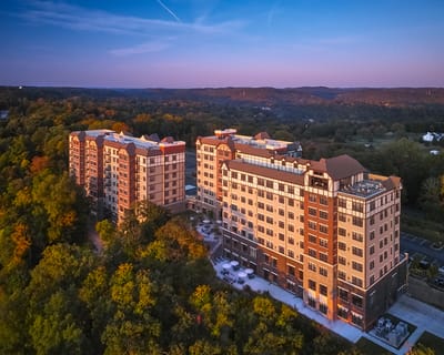 Aerial view of Spring Hills Livingston facility at sunset.
