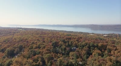 Aerial view of colorful autumn landscape.