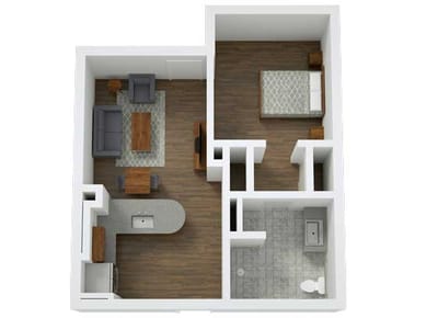 Architectural floor plan of a resident unit
