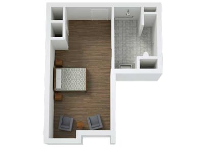 Architectural floor plan of a resident room