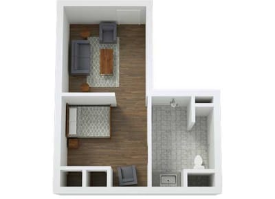 Floor plan of a resident room layout