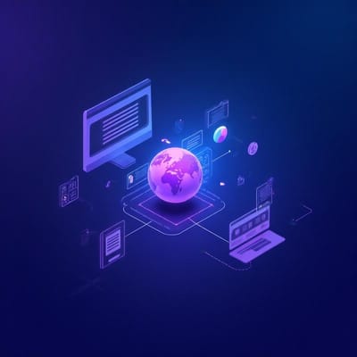 Graphic representation of a digital world with technology elements