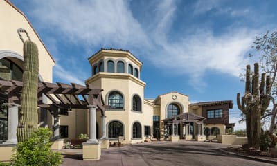 Exterior view of Clearwater Pinnacle Peak with patio and landscaping