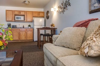 Cozy private room with kitchen area