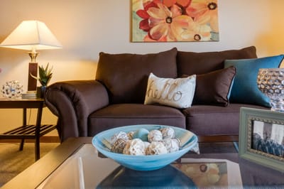 Cozy living room setup with decorative elements