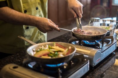 Chef preparing vegetables in the kitchen