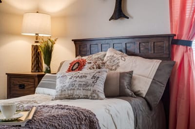 Cozy bedroom setup in a senior living facility