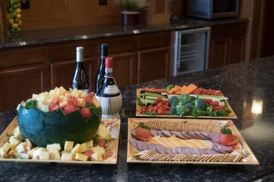 A beautifully arranged food display in a dining area