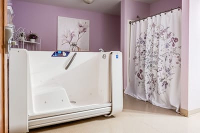 Accessible bathing area in a residential facility