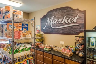 Interior view of the facility's market with snacks
