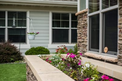 Beautifully landscaped flower bed in an outdoor space