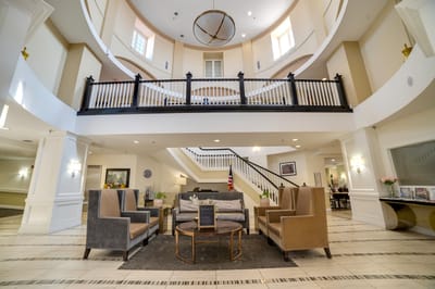 Bright and welcoming common area with seating