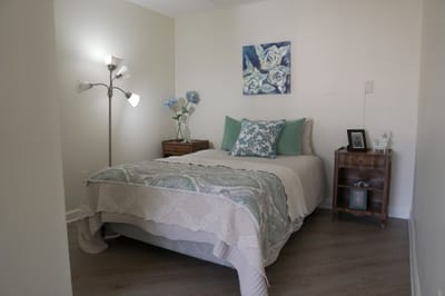 Cozy private resident room with floral decor