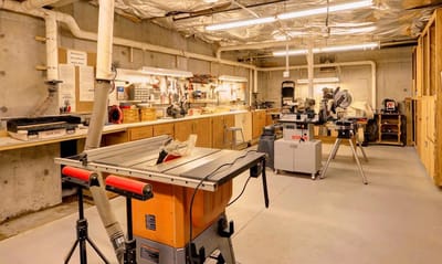 Woodworking shop with tools and equipment