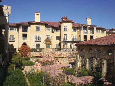 Exterior view of the Edgemere facility with landscaping