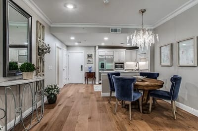 Modern dining area in a senior living facility