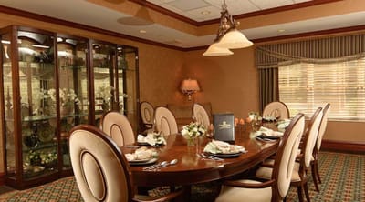 Elegant dining room setup for residents