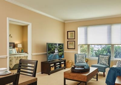 Interior of a resident room with living space