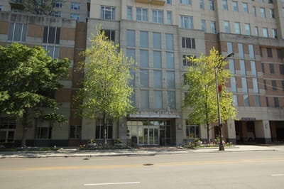 Exterior view of Admiral at the Lake facility entrance