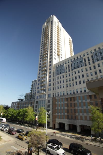 Exterior view of a large senior living facility