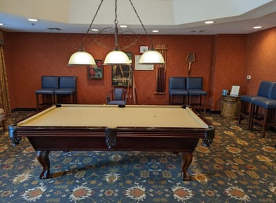 Billiard table in a lounge area