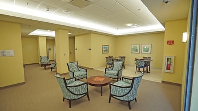 Interior common area with chairs and tables