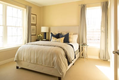 Well-decorated private resident room with light colors