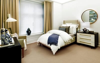 Well-decorated private resident room with modern furnishings
