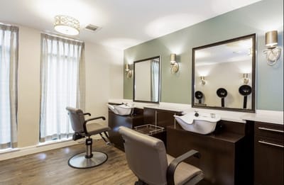 Interior view of a hair salon in the facility