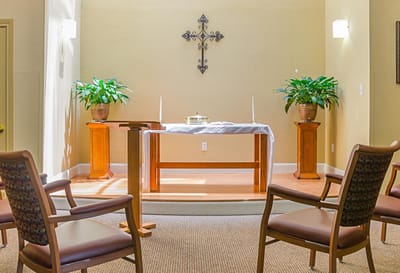 Chapel area with chairs and altar